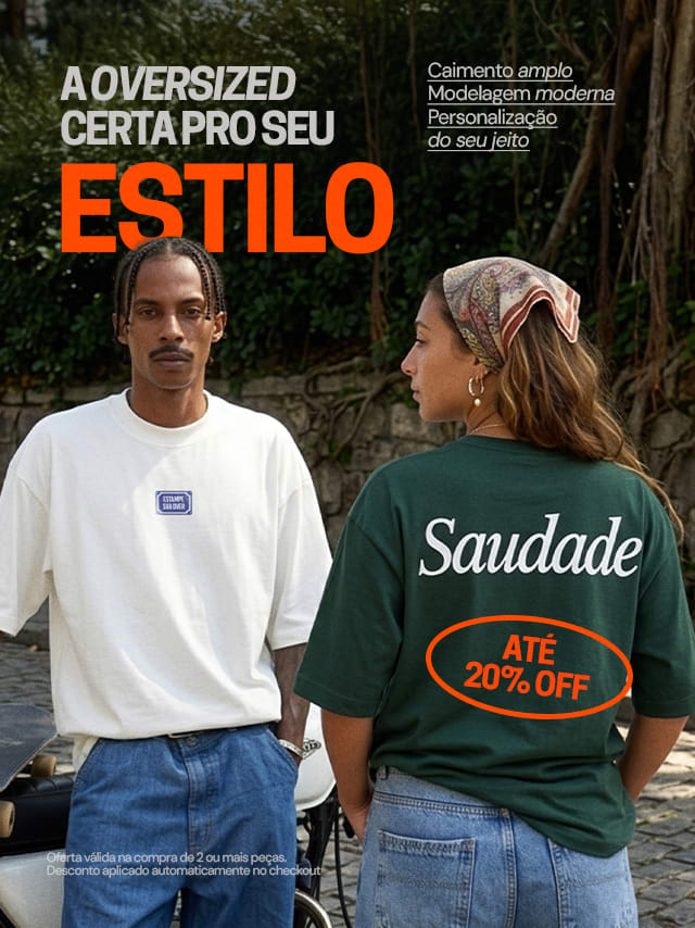 Banner da campanha de camiseta oversized Dimona