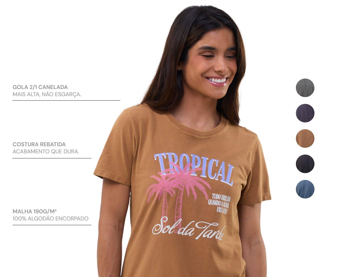 Especificações da camiseta