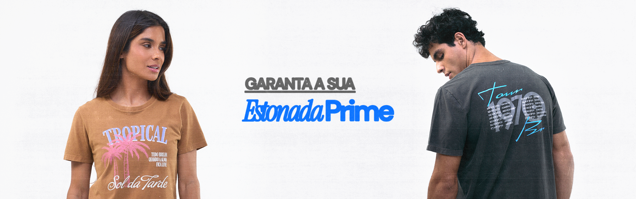 Banner da campanha de camiseta estonada Dimona