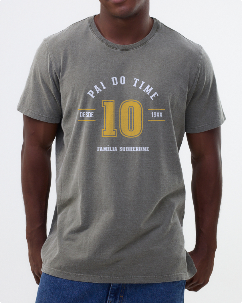 Camiseta cinza personalizada de futebol para pai e filho