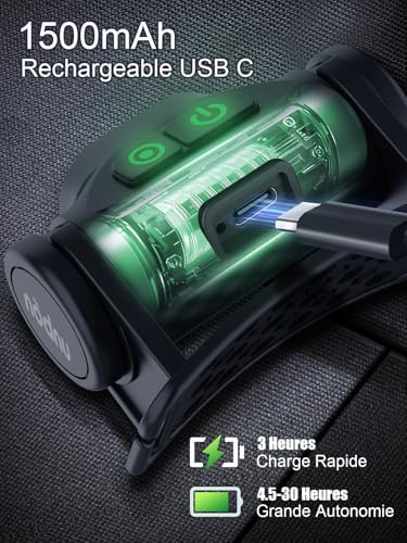 Vue 5 de Unbon Lampe Frontale Led