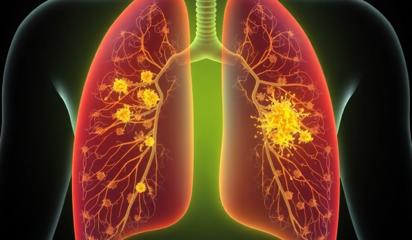 Illustration of asbestos lung damage