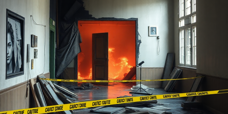 Damaged building interior