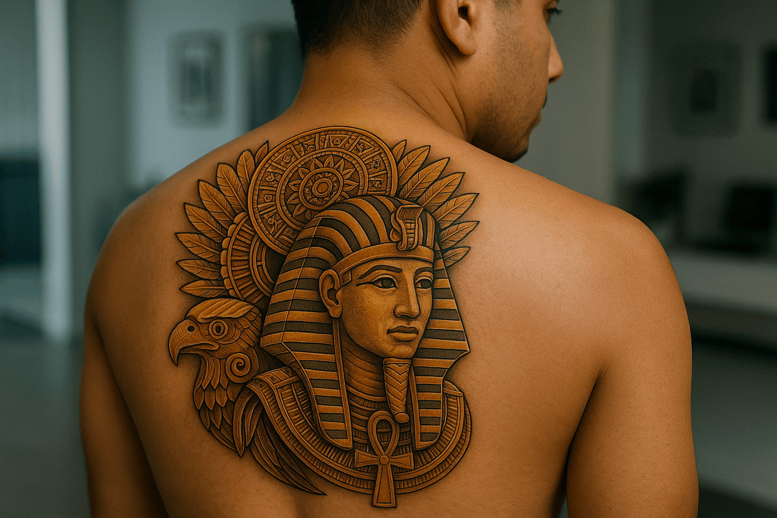 fusion of Aztec and Egyptian designs