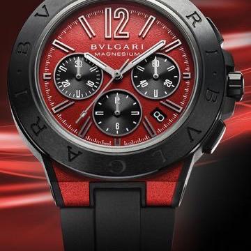 Bvlgari Diagono Magnesium Red Dial Chronograph Automatic with Rubber 42 - Watch Only