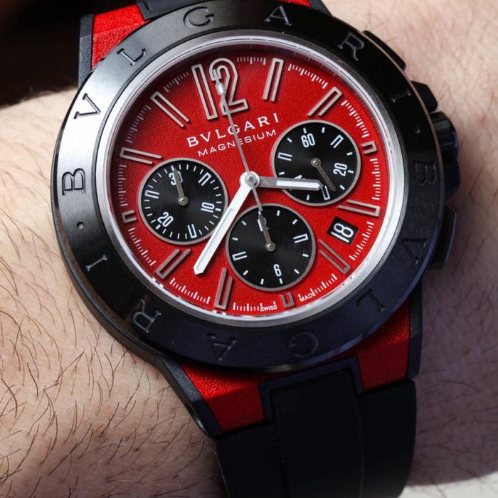 Bvlgari Diagono Magnesium Red Dial Chronograph Automatic with Rubber 42 - Watch Only thumbnail 7