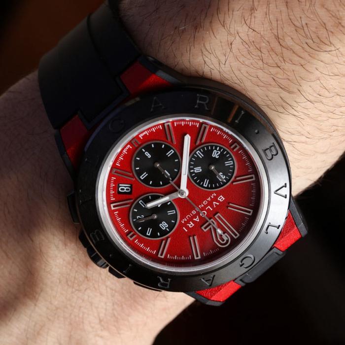 Bvlgari Diagono Magnesium Red Dial Chronograph Automatic with Rubber 42 - Watch Only thumbnail 8