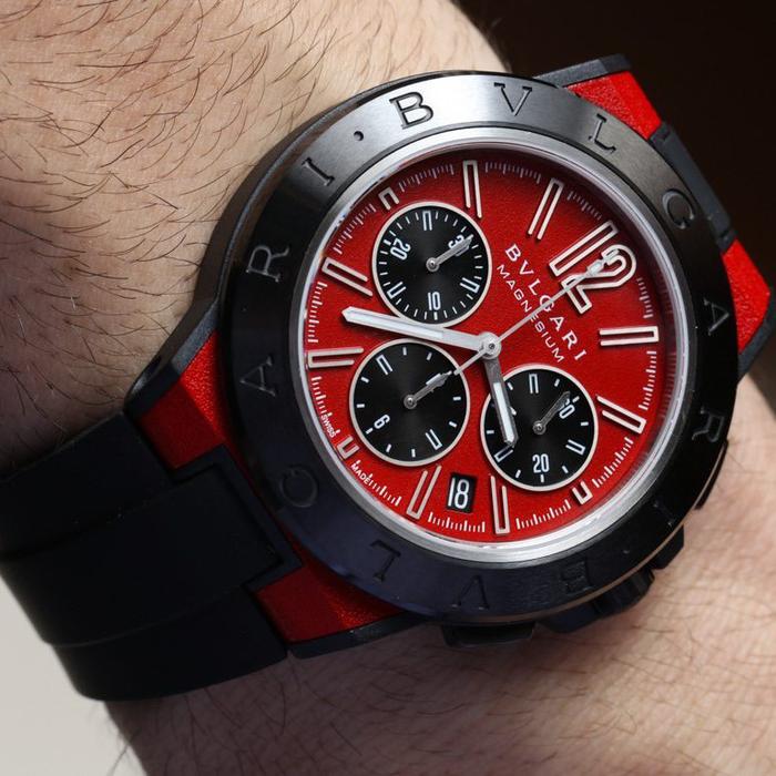 Bvlgari Diagono Magnesium Red Dial Chronograph Automatic with Rubber 42 - Watch Only thumbnail 9