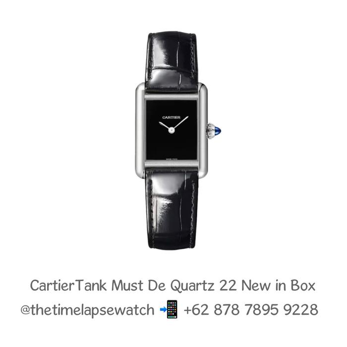 Cartier Tank Must De Black Dial Leather Quartz 22 - New in Box