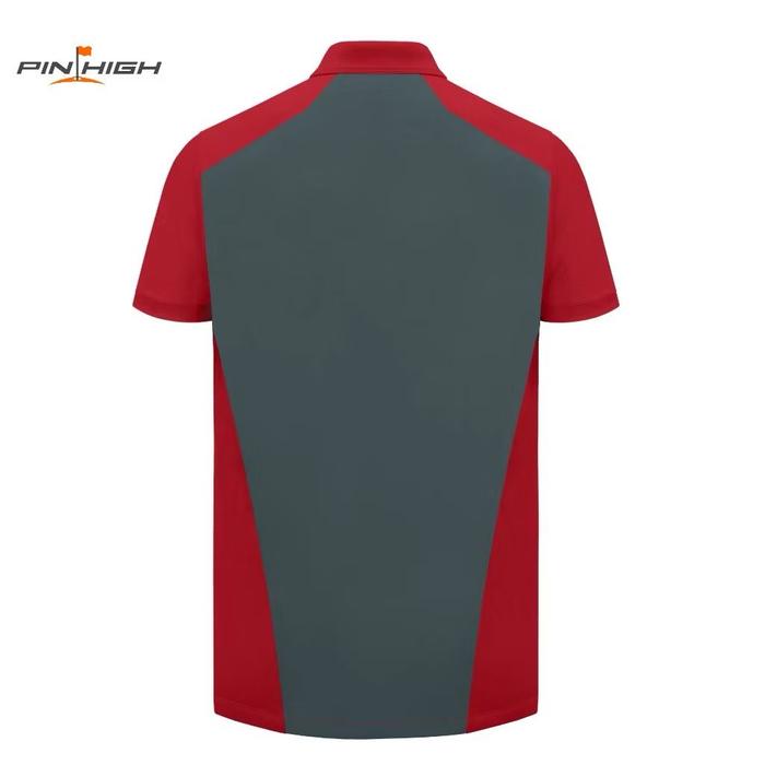 PIN HIGH Golf Polo Shirt - Modern Fit - Tango Red/Medium Grey - Gerry