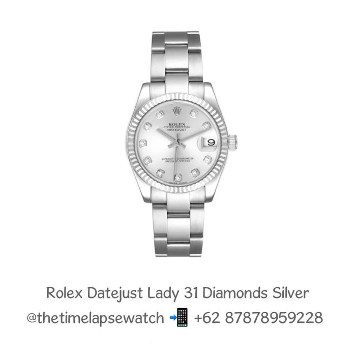 Rolex Datejust Lady 31m, Diamonds Index Silver Dial Oyster