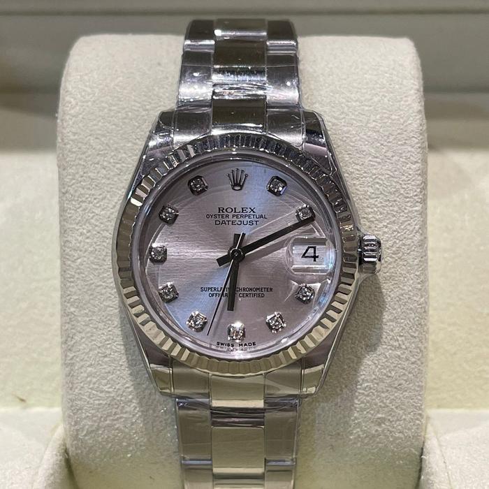 Rolex Datejust Lady 31m, Diamonds Index Silver Dial Oyster
