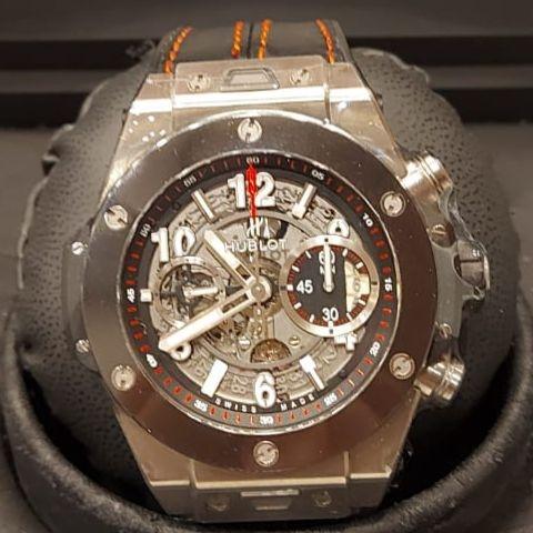 Hublot Big Bang Unico Titanium / Ceramic Bezel Chronograph Leather 45