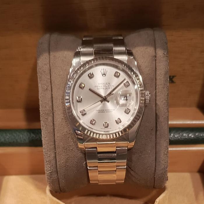 Rolex Datejust Mens 36m, Diamonds Index Silver Dial Oyster thumbnail 4