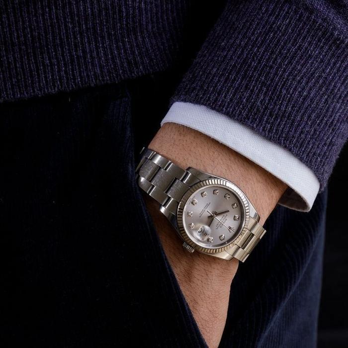 Rolex Datejust Mens 36m, Diamonds Index Silver Dial Oyster thumbnail 5