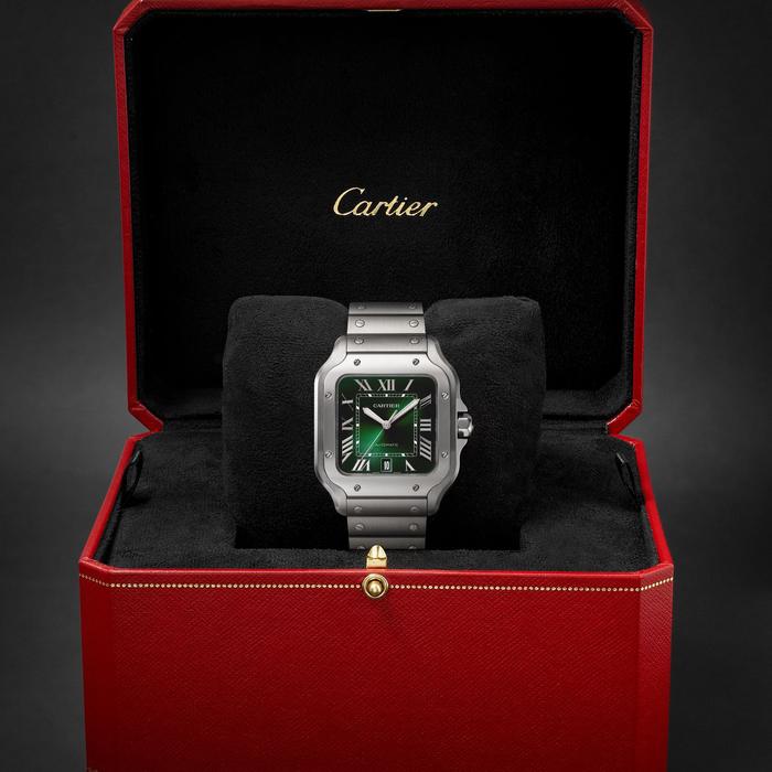 Cartier New Santos 100-L Green Dial with Bracelet - New in Box thumbnail 6