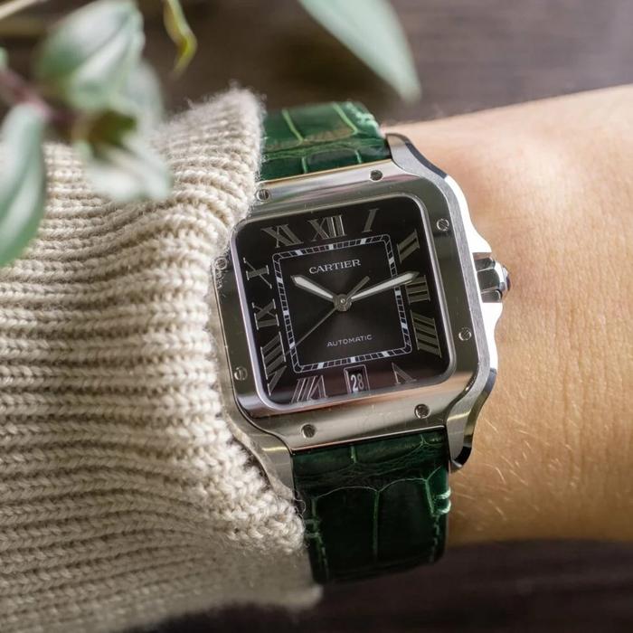 Cartier New Santos 100-L Green Dial with Bracelet - New in Box thumbnail 9