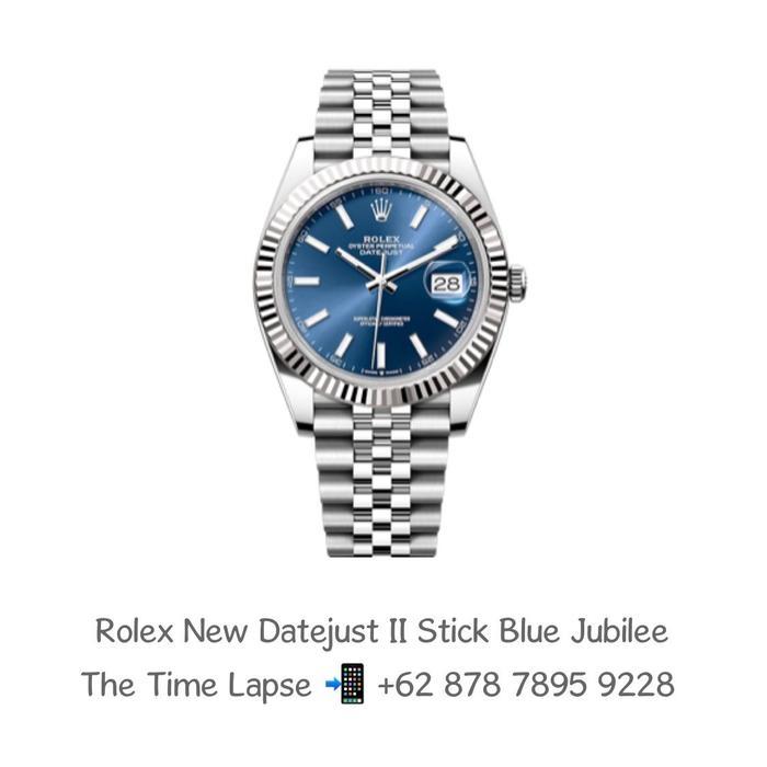 Rolex New Datejust II 41 mm Stick Index Blue Dial Stainless Steel Jubilee