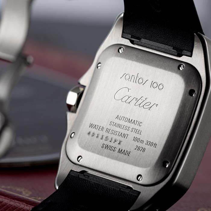 Cartier Santos 100-M Stainless Steel Black Leather thumbnail 5