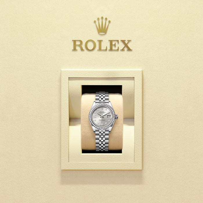 Rolex Datejust Lady 28m, Factory Diamonds Bezel, XI Diamonds Index Silver Dial Stainless Steel Jubilee thumbnail 6