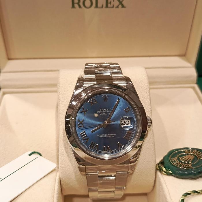 Rolex Datejust II 41m, Roman Index Blue Dial Domed Bezel Oyster thumbnail 3