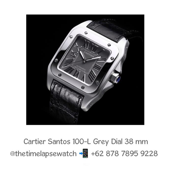 Cartier Santos 100-L Grey Dial Stainless Steel 38 mm
