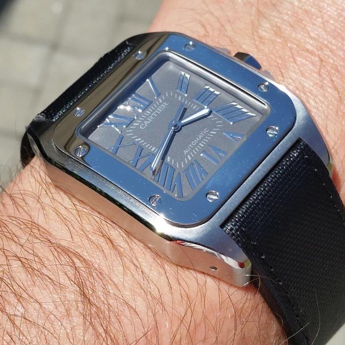 Cartier Santos 100-L Grey Dial Stainless Steel 38 mm thumbnail 8