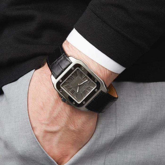 Cartier Santos 100-L Grey Dial Stainless Steel 38 mm thumbnail 9
