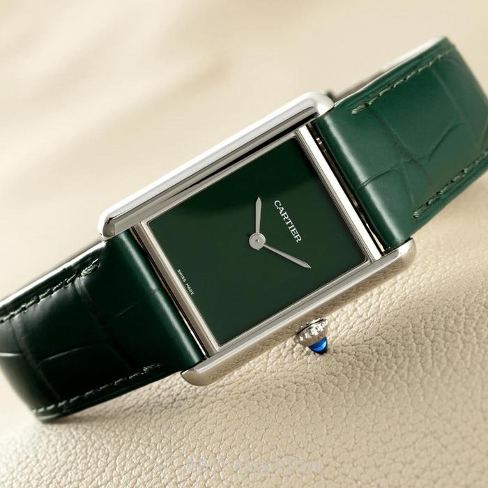 Cartier Tank Must De Green Dial with Leather Quartz 33m - New in Box