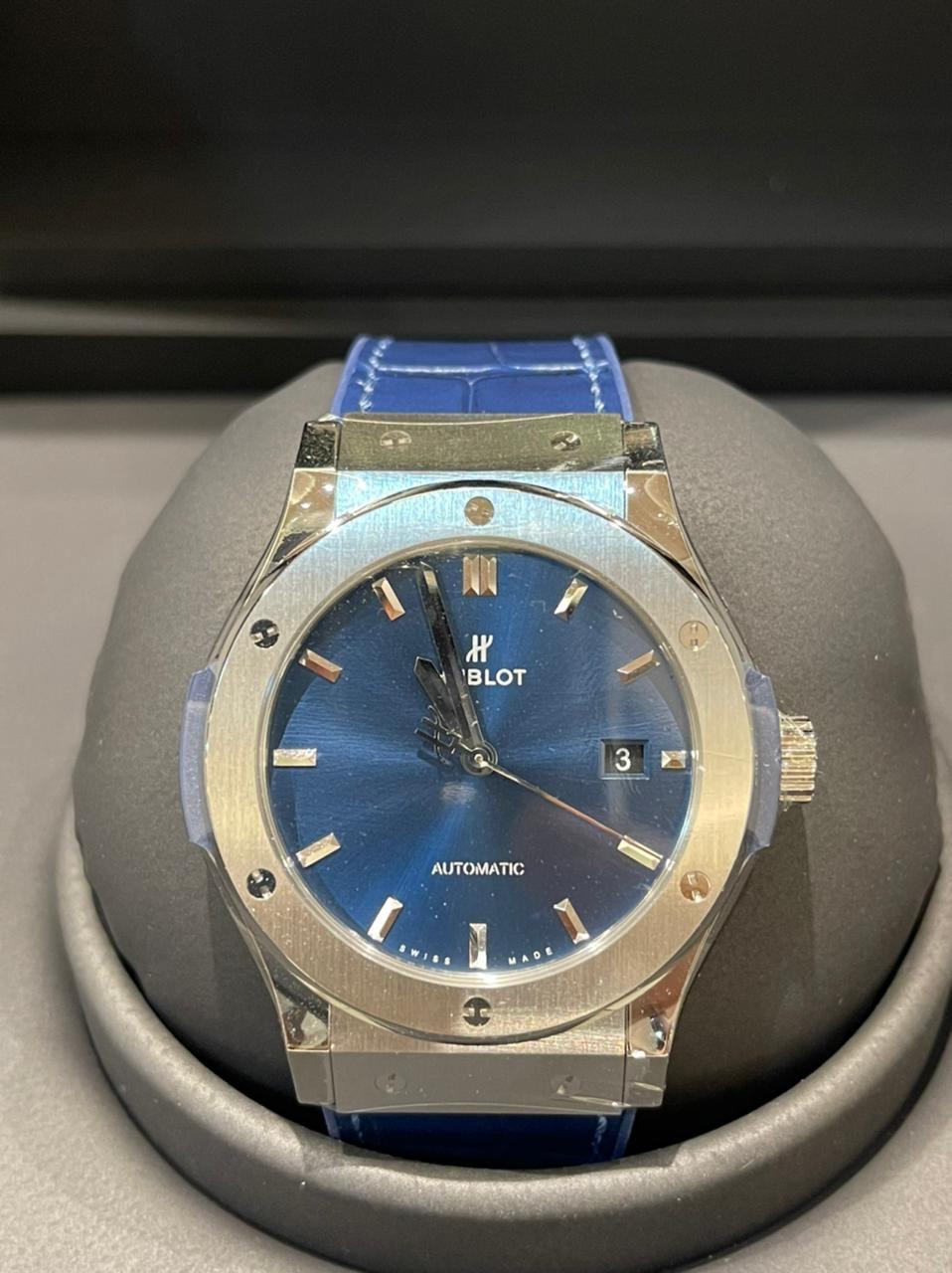 Hublot Classic Fushion Blue Dial Titanium 42m - New in Box