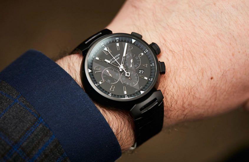 Louis Vuitton Tambour All Black with Rubber Automatic 46