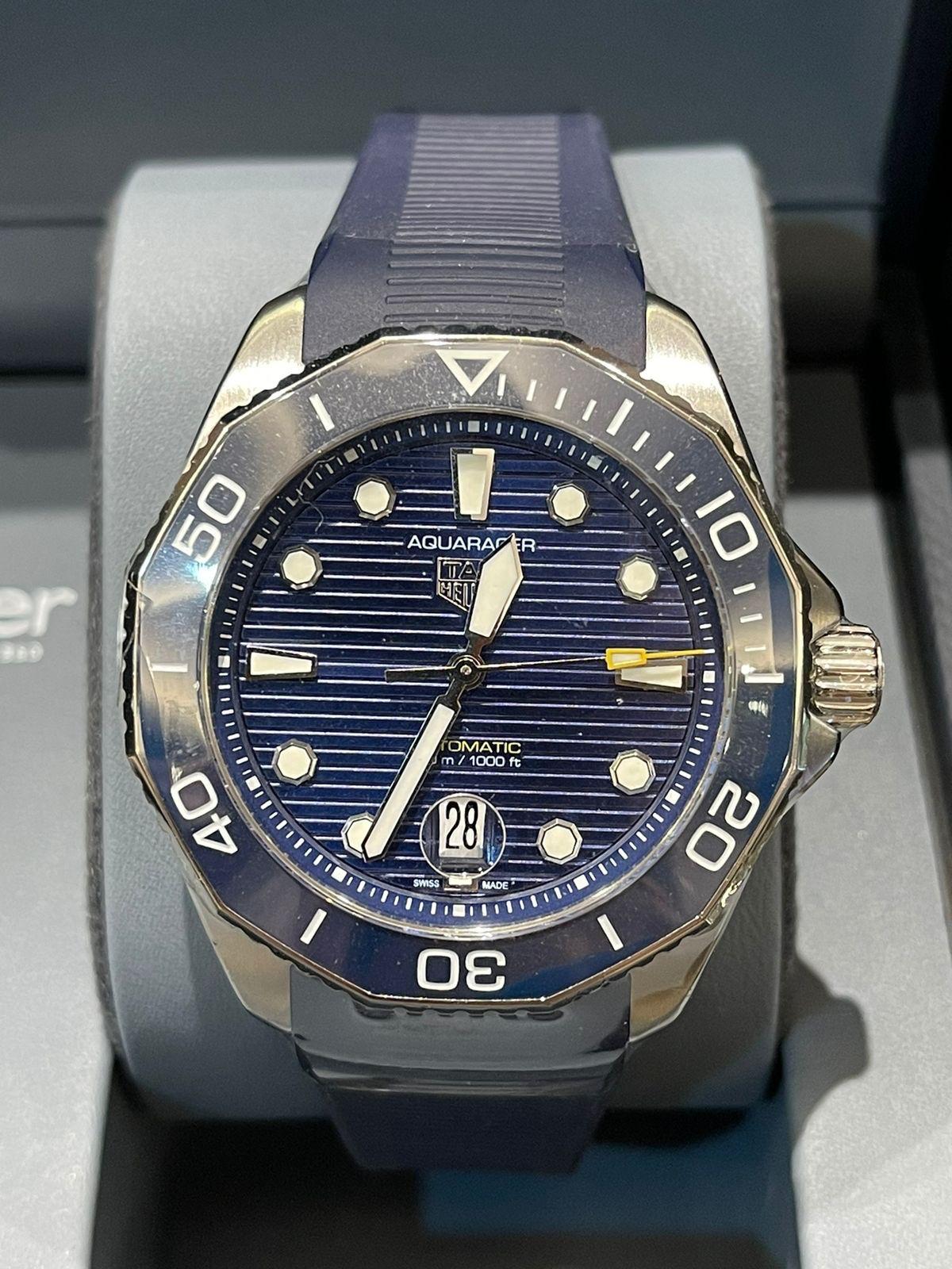 Tag Heuer Aquaracer Blue Wave Dial Professional 300M, Bezel Ceramic with Date Rubber 43 - New in Box