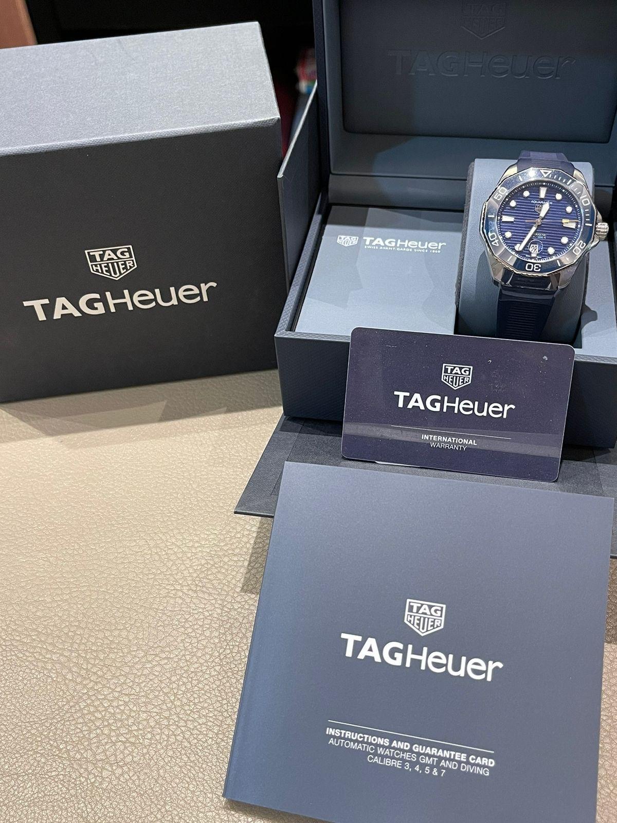 Tag Heuer Aquaracer Blue Wave Dial Professional 300M, Bezel Ceramic with Date Rubber 43 - New in Box thumbnail 3