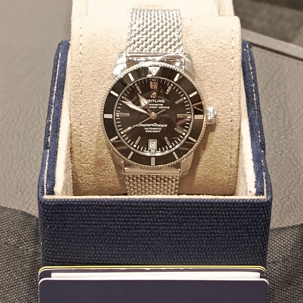 Breitling SuperOcean Heritage B20 Black Dial Ceramic Bezel with Mesh Bracelet 42m - New in Box