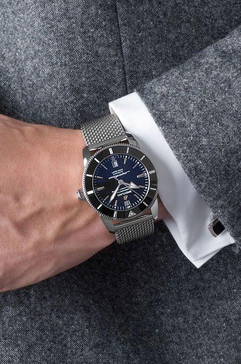 Breitling SuperOcean Heritage B20 Black Dial Ceramic Bezel with Mesh Bracelet 42m - New in Box