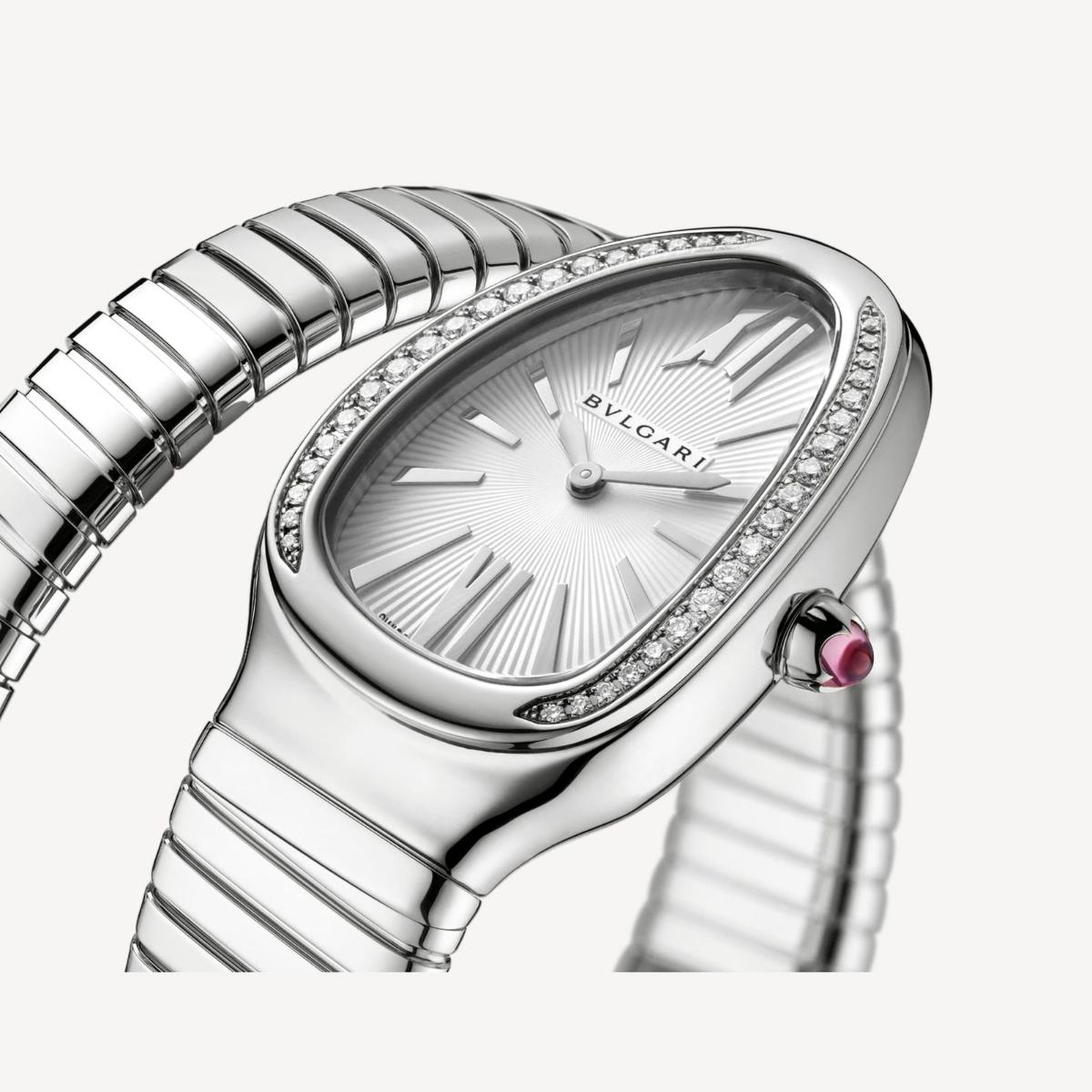 Bvlgari Serpenti Tubogas, Diamonds Bezel with '1 Curve' Stainless Steel 35 - New in Box