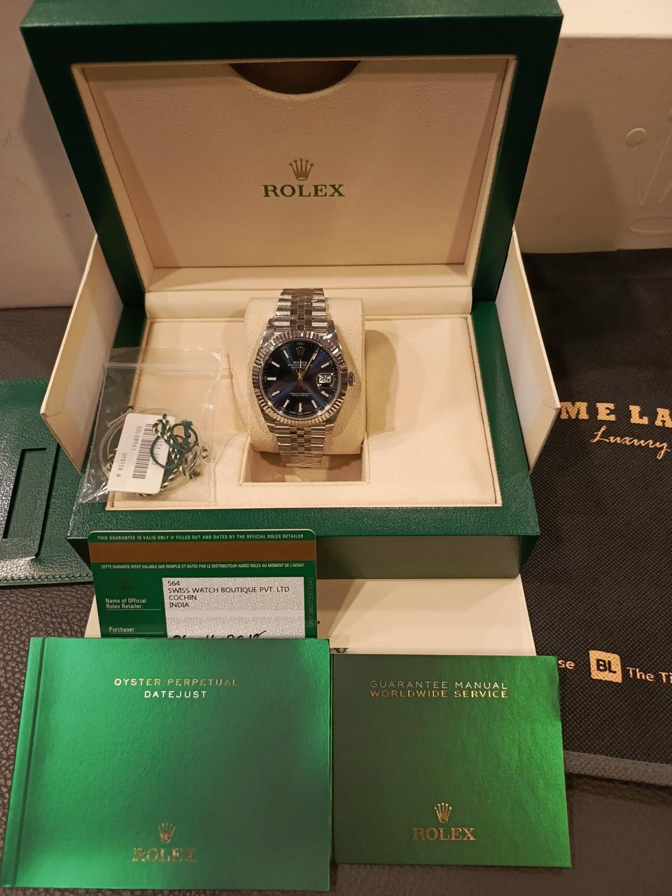 Rolex New Datejust II 41 mm Stick Index Blue Dial Stainless Steel Jubilee