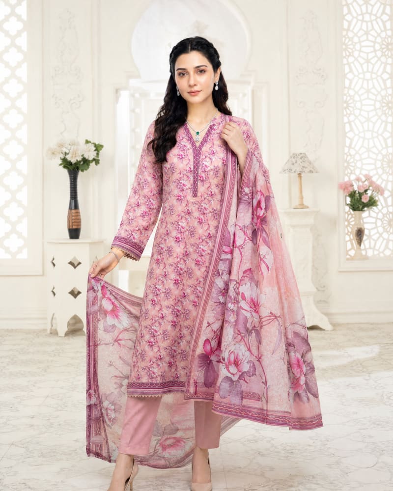 3pcs Un-Stitched Printed Lawn [D-5136]
