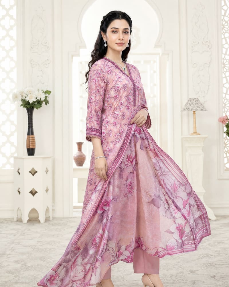 3pcs Un-Stitched Printed Lawn [D-5136]