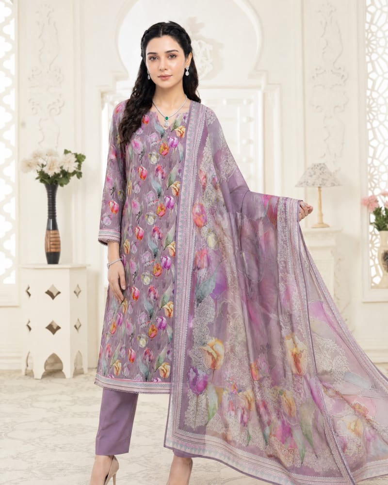 3pcs Un-Stitched Printed Lawn [D-5131]
