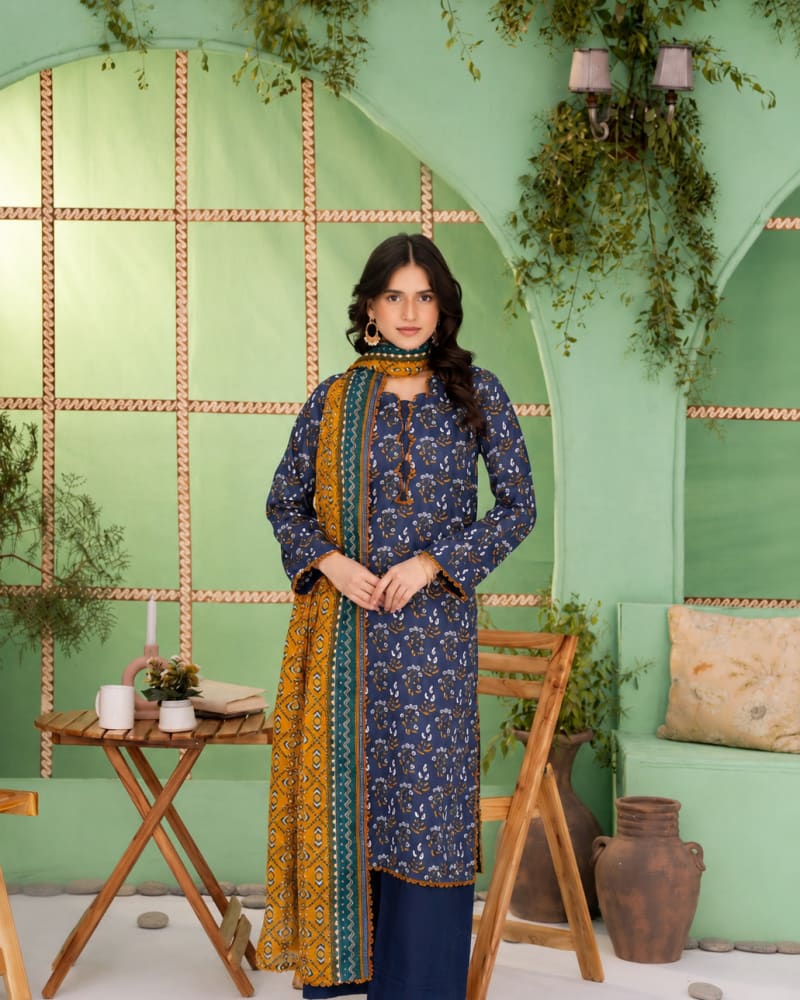 3pcs Un-Stitched Printed Lawn [D-0249]