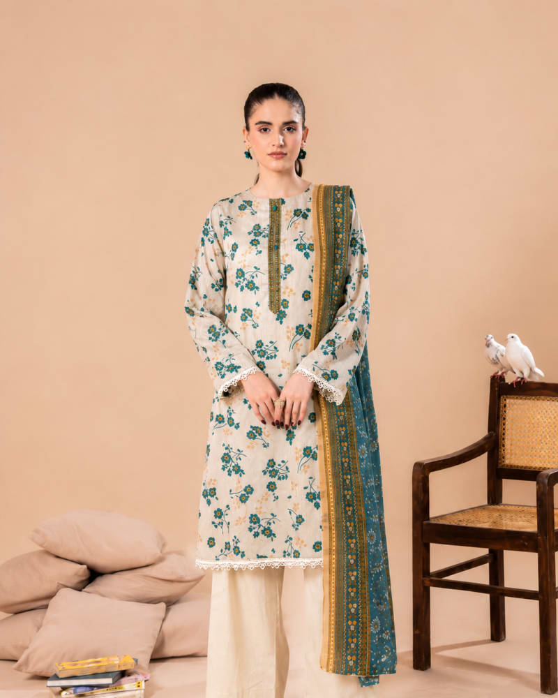 3pcs Un-Stitched Printed Lawn [D-2026]