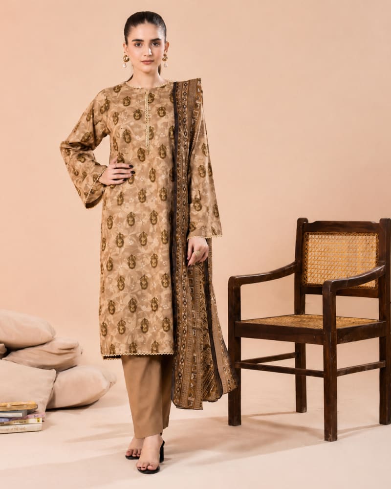 3pcs Un-Stitched Printed Lawn [D-2041]