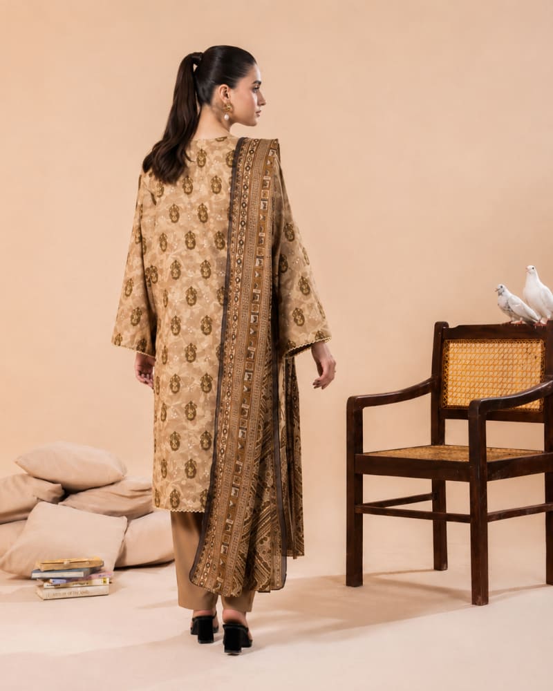 3pcs Un-Stitched Printed Lawn [D-2041]