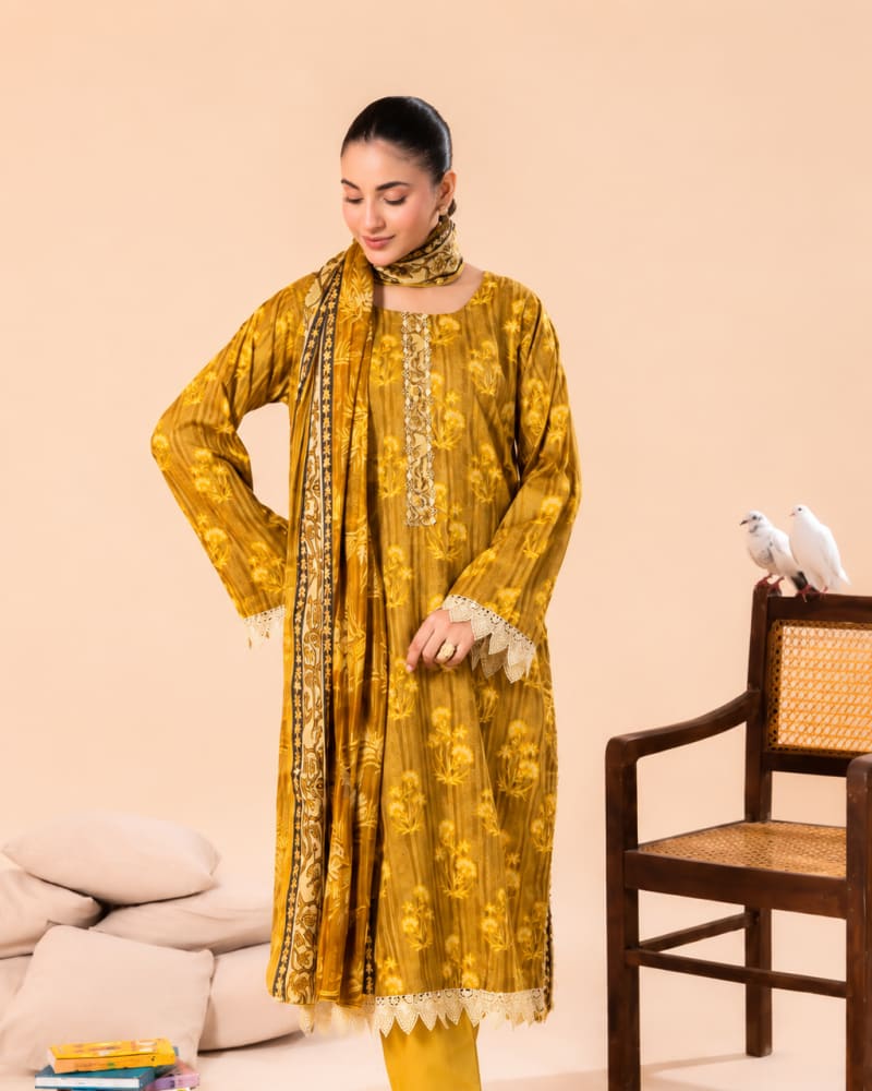 3pcs Un-Stitched Printed Lawn [D-2040]