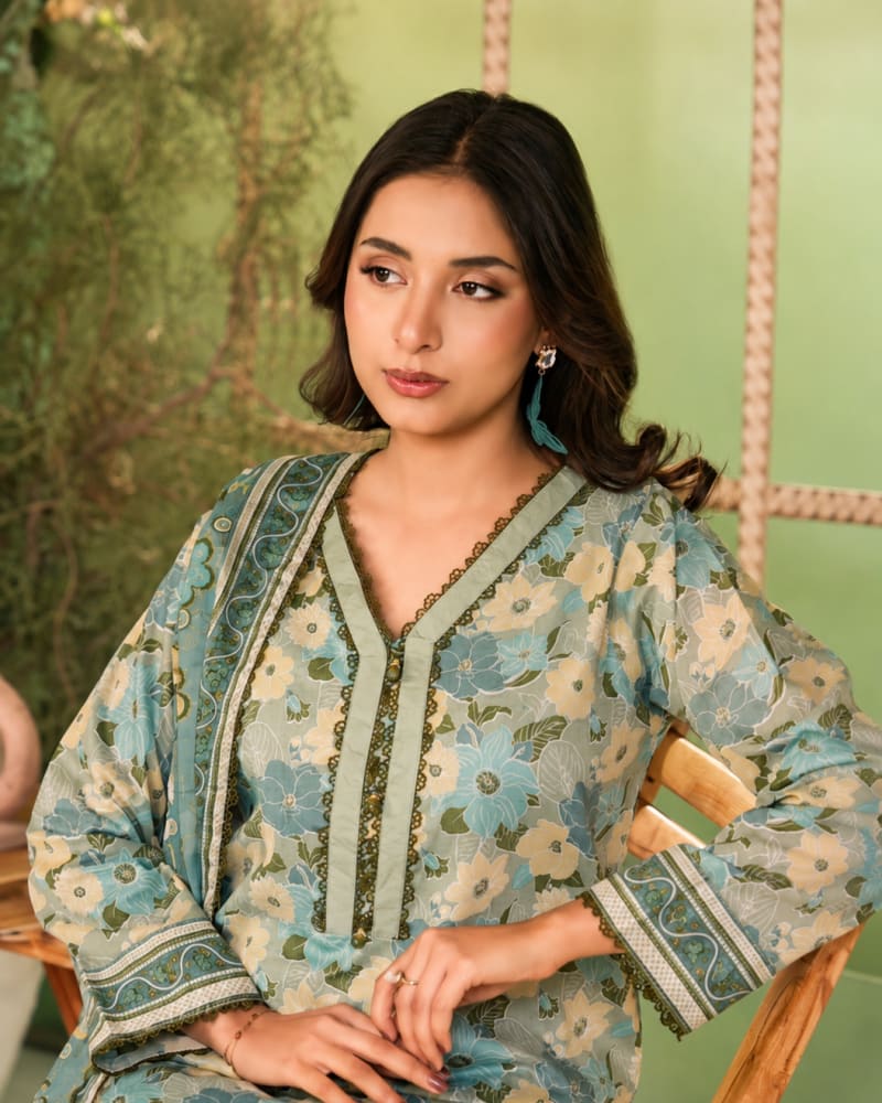 3pcs Un-Stitched Printed Lawn [D-0276]