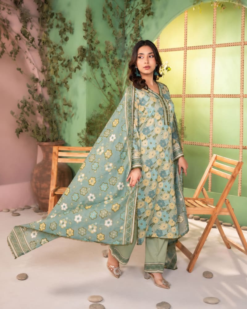 3pcs Un-Stitched Printed Lawn [D-0276]