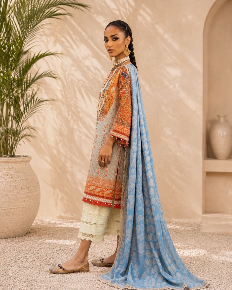 3pcs Un-Stitched Printed Lawn [D-01]
