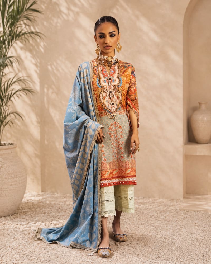 3pcs Un-Stitched Printed Lawn [D-01]