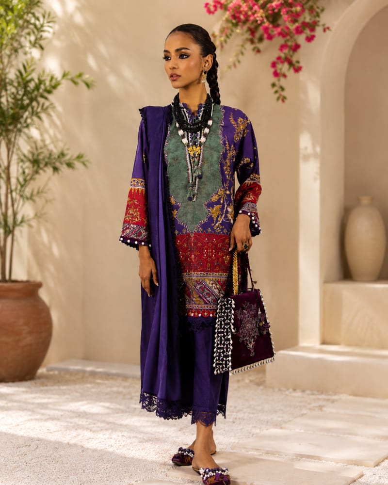3pcs Un-Stitched Printed Lawn [D-01]